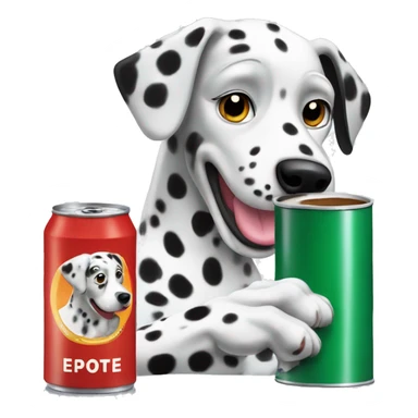 Dalmatian dog drinking espresso out of a can sticker