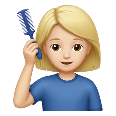 child combing their hair, happy and tidy sticker