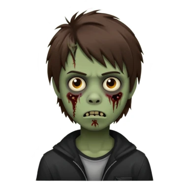 Boy, brown hair, medium long, emo, shaggy, zombie, dark, spooky, creepy expression sticker