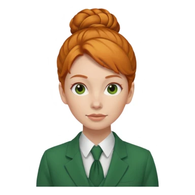 ginger woman with bun hair with green suit  sticker