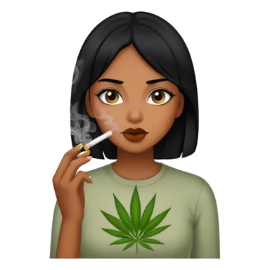 girl with black hair smokes weed sticker