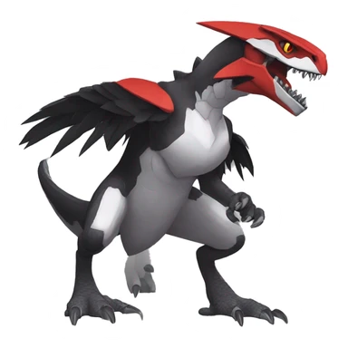  Cool Edgy Black Red Grey White Digimon-Fakemon-Raptor-Reptile full body sticker