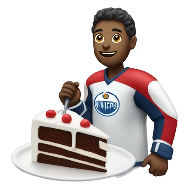 Ice hockey player eating cake sticker