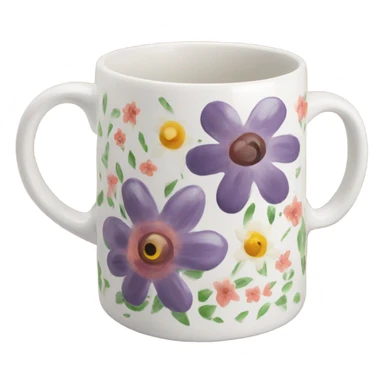 ceramic mug with flowers painted on it sticker
