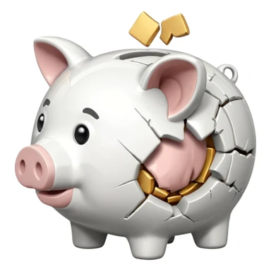 broken and empty piggy bank sticker