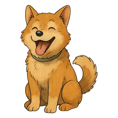 happy dog in ghibli style sticker
