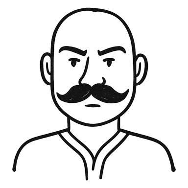 bold Indian man with a moustache, hand-drawn style, thick moustache sticker