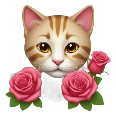 Cat with rose sticker