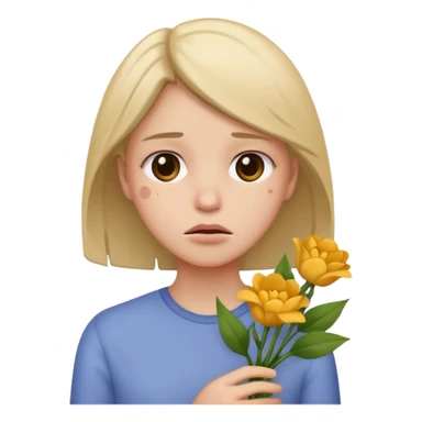 devastated emoji holding flowers sticker