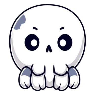 A cute, white-colored skull with soft, rounded features and a friendly expression, looking whimsical not frightening sticker
