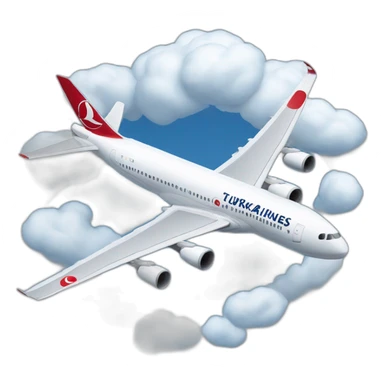 Turkish airlines’s airplane with clouds sticker