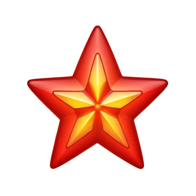 A single red star emoji in cartoon style. The star should be symmetrical, shiny, and have smooth edges. It should glow softly with a red aura. The design should be friendly and emoji-like, with a transparent background. sticker