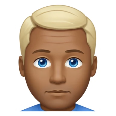 47 year old male, darker skinned blue eyes, short blonde hair, blue shirt sticker