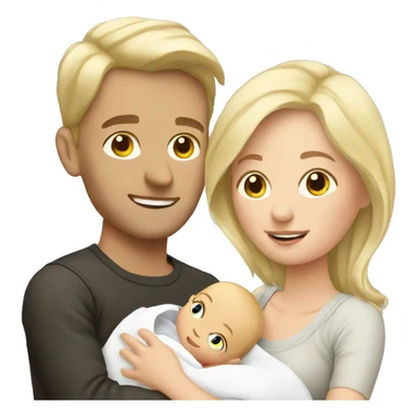 blonde european couple holding newborn sticker