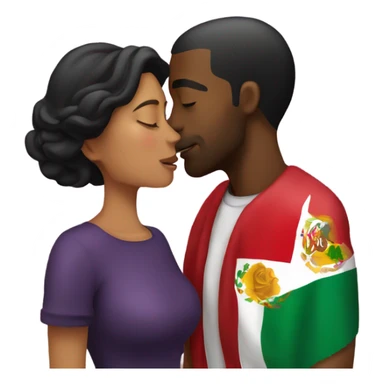 Black guy kissing Mexican lady sticker