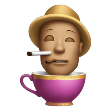a teacup smoking a cigar sticker