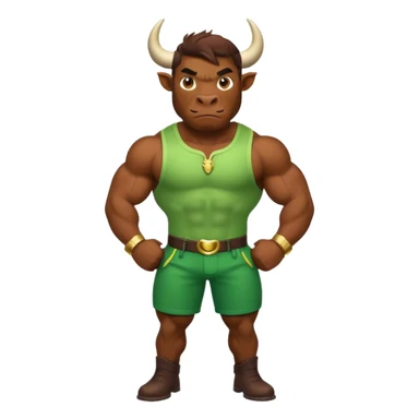 Green bull with clothes sticker