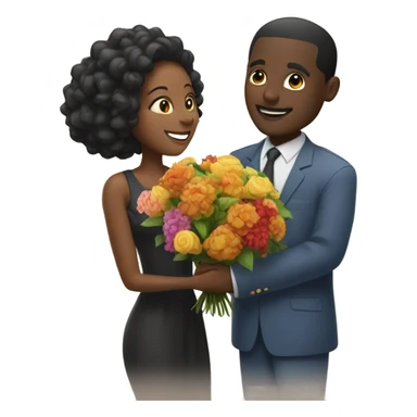 Black man gives black woman flowers  sticker