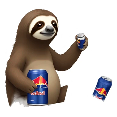 sloth with RedBull can and laptop sticker