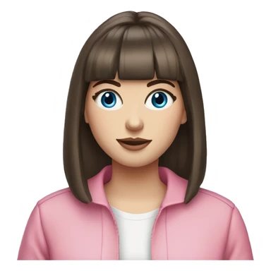 Beautiful Brunette blue eyed white girl with bangs pink outfit with a cbd blunt in her hand  sticker