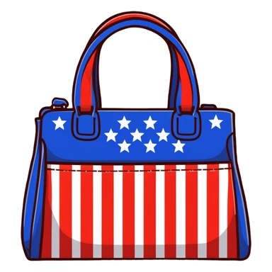 patriotic American handbag with stars and stripes sticker