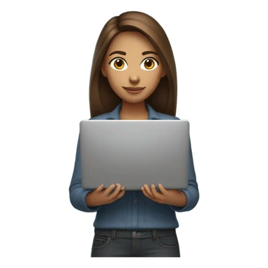 Medium hair light Brown girl, computer science intern with a laptop  sticker