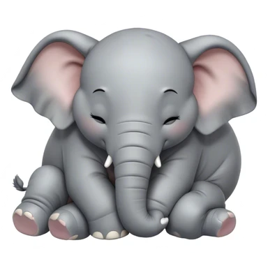 Meme-Worthy Cute Sleeping Elephant Portrait Emoji, Head resting peacefully with a contented smile, showcasing a massive, gentle build and a luxuriously soft gray hide, eyes shut in a serene, restful nap, Simplified yet hilariously adorable features, highly detailed, glowing with a soft, drowsy light, high shine, relaxed and utterly lovable, stylized with an air of playful laziness, bright and heartwarming, soft glowing outline, capturing the essence of a comically sleepy elephant, so meme-worthy it feels like it could instantly become the next viral sensation of adorable slumber! sticker