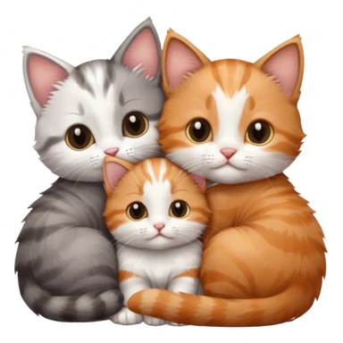 6 tiny kittens cuddling together all different colours, the first one is grey and white, the second is ginger and white and the third is brown tabby and white sticker