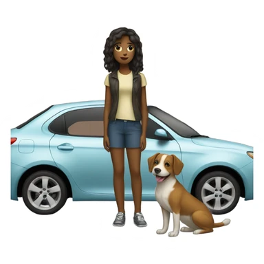 girl with dog and car sticker