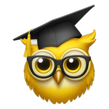 yellow-owl-with-glasses-and-with-mortarboard-on-its-head sticker