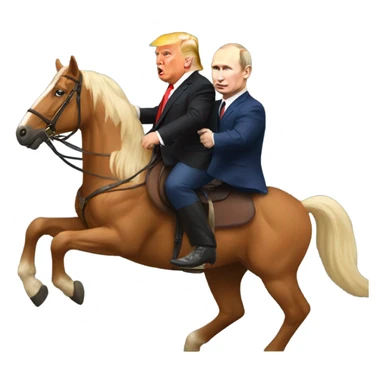 Trump and Putin riding a horse together  sticker