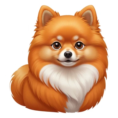 Cinematic Noble Orange Pomeranian Portrait Emoji, Poised and regal, with a compact, fluffy build and a meticulously groomed vibrant orange coat, deep-set soulful brown eyes, Simplified yet sharp and sophisticated features, highly detailed, glowing with a soft, dignified glow, high shine, intelligent and spirited, stylized with an air of elegance, focused and attentive, soft glowing outline, capturing the essence of a watchful and confident companion, so majestic it feels as though it could prance out of the screen with effortless authority! sticker