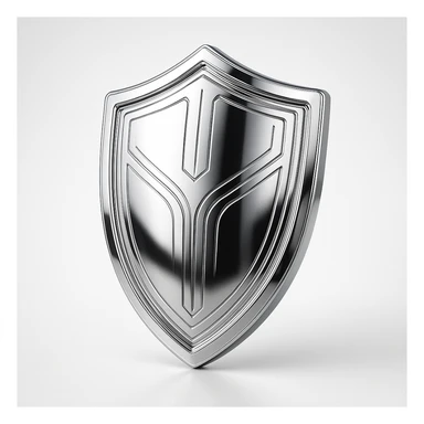 chrome style shield, metallic, reflective, futuristic sticker