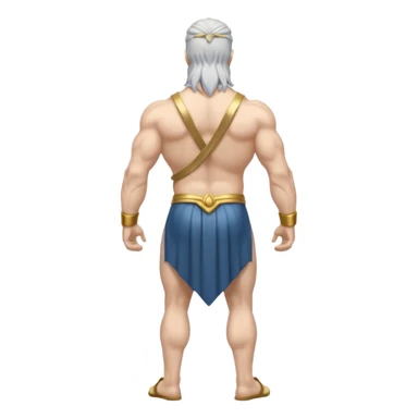 fullbody silverhair god ZEUS, standing still rearview sticker