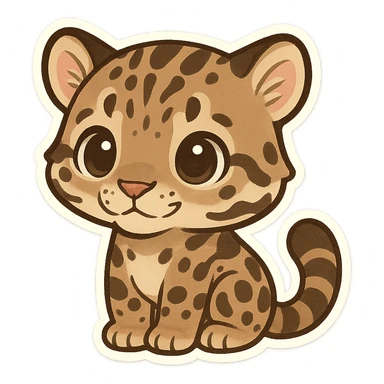clouded leopard baby sticker