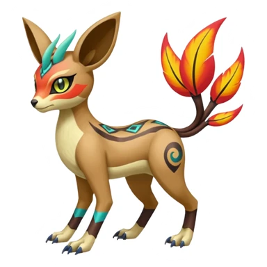 Tribal Colorful Exotic Fionbri-Kalon-Falvie-Vernid-Meloetta-Pokémon-Fakémon-Digimon-Spectrobe-hybrid-fusion, full body sticker