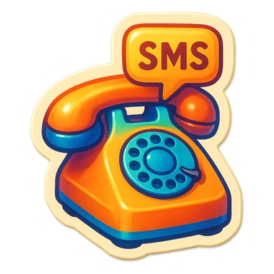 A retro phone with an SMS notification, vintage design and bright colors sticker