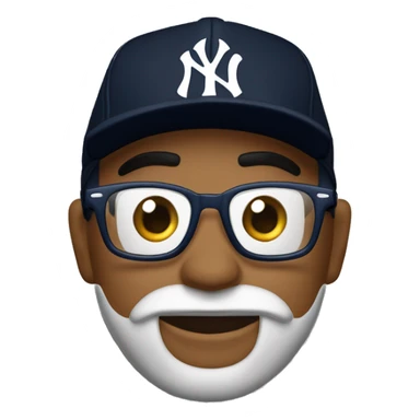 Hombre delgado, con expresión seria, con gorra negra de los new york yankees, barba corta, gafas de sol negras redondas y piel muy blanca sticker