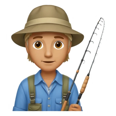 a man holding a fishing rod sticker