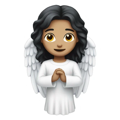 An angel with long black hair and white skin sticker