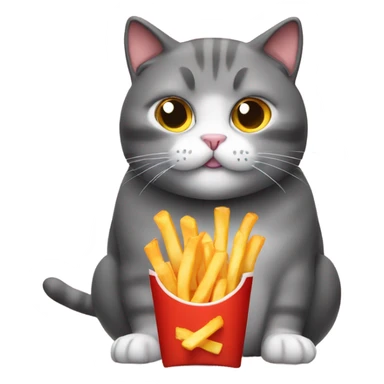 Fat cat eating fries sticker