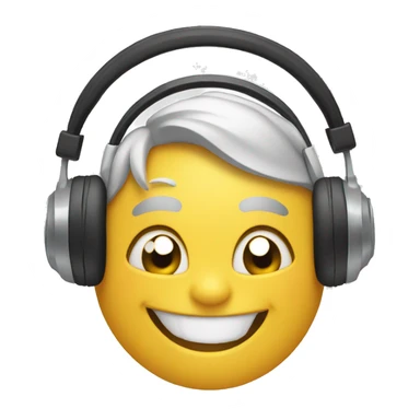 Happy face with headphones  sticker