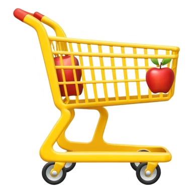 Yellow shopping cart emoji.
Keep the original cart shape.
Flat, simple, Apple-style.
No extra details, transparent background. sticker