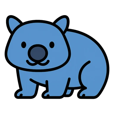 Change the wombat color to blue, keep the icon color outline style, and remove the background. sticker