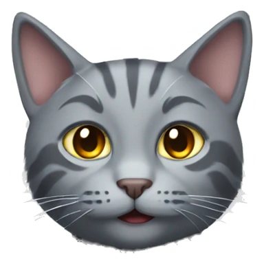 A gray cat using magic sticker