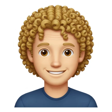 White male with curly hair sticker