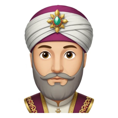 Fatih Sultan Mehmet, Ottoman sultan, with a trimmed beard and decorated turban sticker