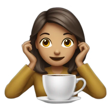 girl on work with coffee and clock sticker