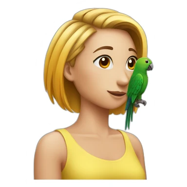 Parrot on the shoulder. Bob hairstyle sticker