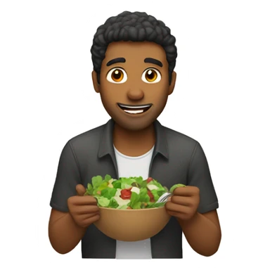 Brown man eating salad sticker